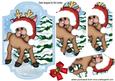 Cute Reindeer in Santa Hat & Trees Bracket Pyramids