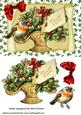 Basket of Holly and Berries with Robin