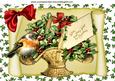 Basket of Holly and Berries with Robin A4