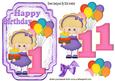 My First Birthday Little Girl with Cake & Balloons