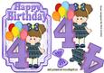 My Fourth Birthday Litle Girl with Her Balloons