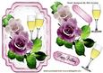 Pretty Lilac/pink Roses on Lace with Champagne