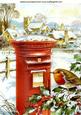 Snow Village with Letterbox & Robin A4