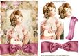 Pretty Vintage Lady in Floral Frame with Bow