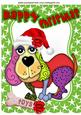 Toony Dog in Santa Hat with His Bone A4
