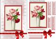 Pretty Vase of Red/pink Roses Card & Topper