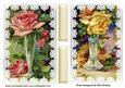 Yellow and Pink Roses in Vases & Lace Card Fronts