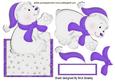 Lovely Polar Bear in Purple Hat & Scarf Over the Edge