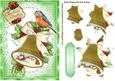 Bell with Snow Scene, with Holly & Robin Star Pyramids