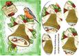 Bell with Snow Scene with Holly & Little Robin Oval Pyramids