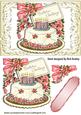 Lovely Birthday Cake with Roses in Ornate Frame