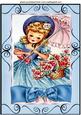 Pretty Girlwith Flowers and Parasol A4