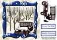 Lovely Snow Scene in Blue Frame with Vintage Car 8x8