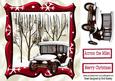 Lovely Snow Scene in Red Frame with Vintage Car 8x8