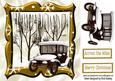 Lovely Snow Scene in Gold Frame with Vintage Car 8x8