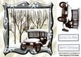 Lovely Snow Scene in Silver Frame with Vintage Car 8x8