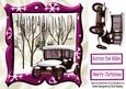 Lovely Snow Scene in Pink Frame with Vintage Car 8x8