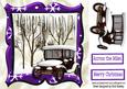 Lovely Snow Scene in Purple Frame with Vintage Car 8x8