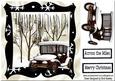 Lovely Snow Scene in Black Frame with Vintage Car 8x8
