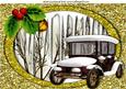 Vintage Car in a Snow Scene with Holly A4