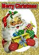 Santa Holding Lots of Presents in Glitter Frame A4
