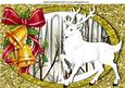 White Stag in Snow Scene with Bells A4