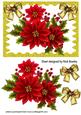 Poinsettias with Gold Bows in Glitter Frame