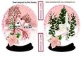 Snow Scene in Pink with Church & Cottage Snowglobes