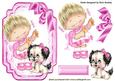 Pretty in Pink Little Girl with Her Puppy on Lace
