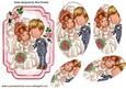 Our Wedding Day, Happy Couple with Roses Oval Pyramids