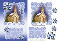 Pretty Church with Blue Poinsettias Card & Topper