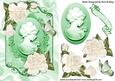 Pretty Green Cameo Lady with Cream Roses