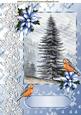 Lovely Christmas Fir Tree with Snow & Poinsettias A4