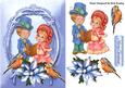 Vintage Carol Singers in Ornate Frame with Robbins