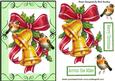 Gold Christmas Bells with Bow & Robins