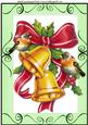 Gold Christmas Bells with Bow & Robins A4