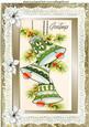 Greeting Green Bells with Lace & White Poinsettias A4