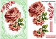 Painted Vintage Pink Rose on Lace with Bow