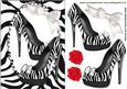 Zebra Print Shoes with White Bow and Red Roses