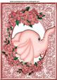 Pink Elephant in Frame of Flowers A4