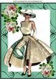 Elegant Lady in Pretty Dress with Roses A4