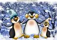 Penguins Having Fun in the Snow A4