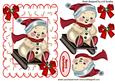 Snowman on a Sledge in Candy Cane Frame