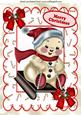 Snowman on a Sledge in Candy Cane Frame A4