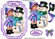 Snowman with Little Girl Dressed for the Winter