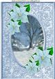 Christmas Scene with Blue Poinsettias A4