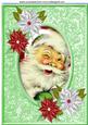 Hapy Santa with Red & White Poinsettias A4