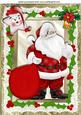 Jolly Santa with His Sack of Presents in Holly Frame A4