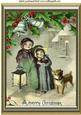 Vintage Children with Little Dog in the Snow A4