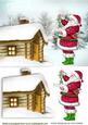 Lovely Santa with Snow Covered Cottage